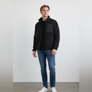 SOUL CYCLE RICH BLACK BOUCLE SHEARLING FLEECE FULL ZIP EXCELLENT COND SMALL